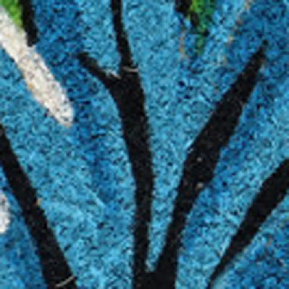 18" X 30" Blue and Pink Coir Floral Outdoor Door Mat - NOBLE HOME INTERIORS