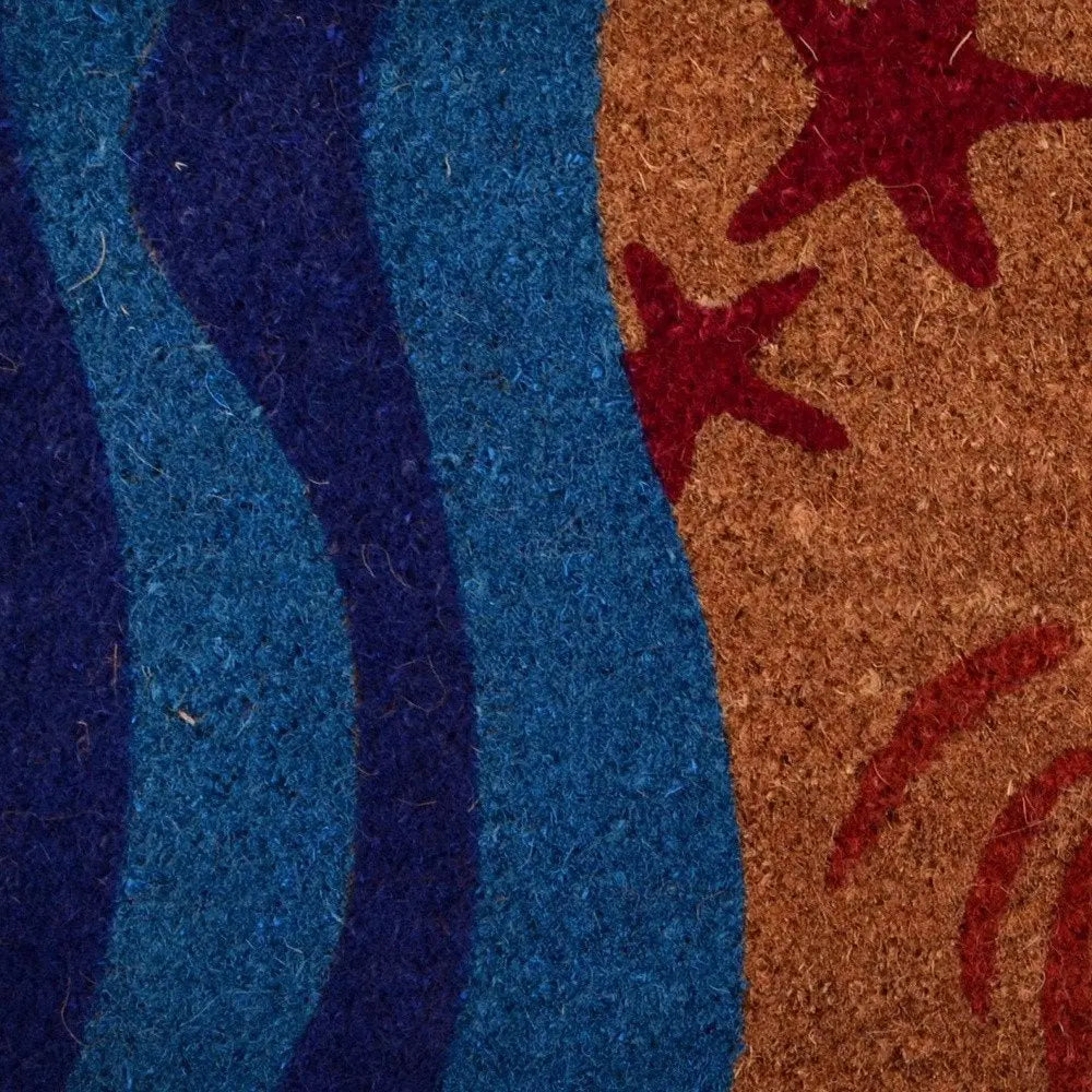 18" X 30" Blue and Red Coir Crab Outdoor Door Mat - NOBLE HOME INTERIORS