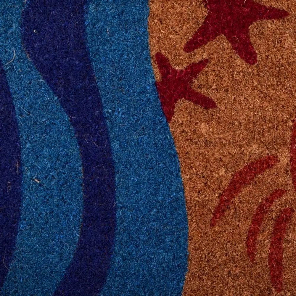 18" X 30" Blue and Red Coir Crab Outdoor Door Mat - NOBLE HOME INTERIORS