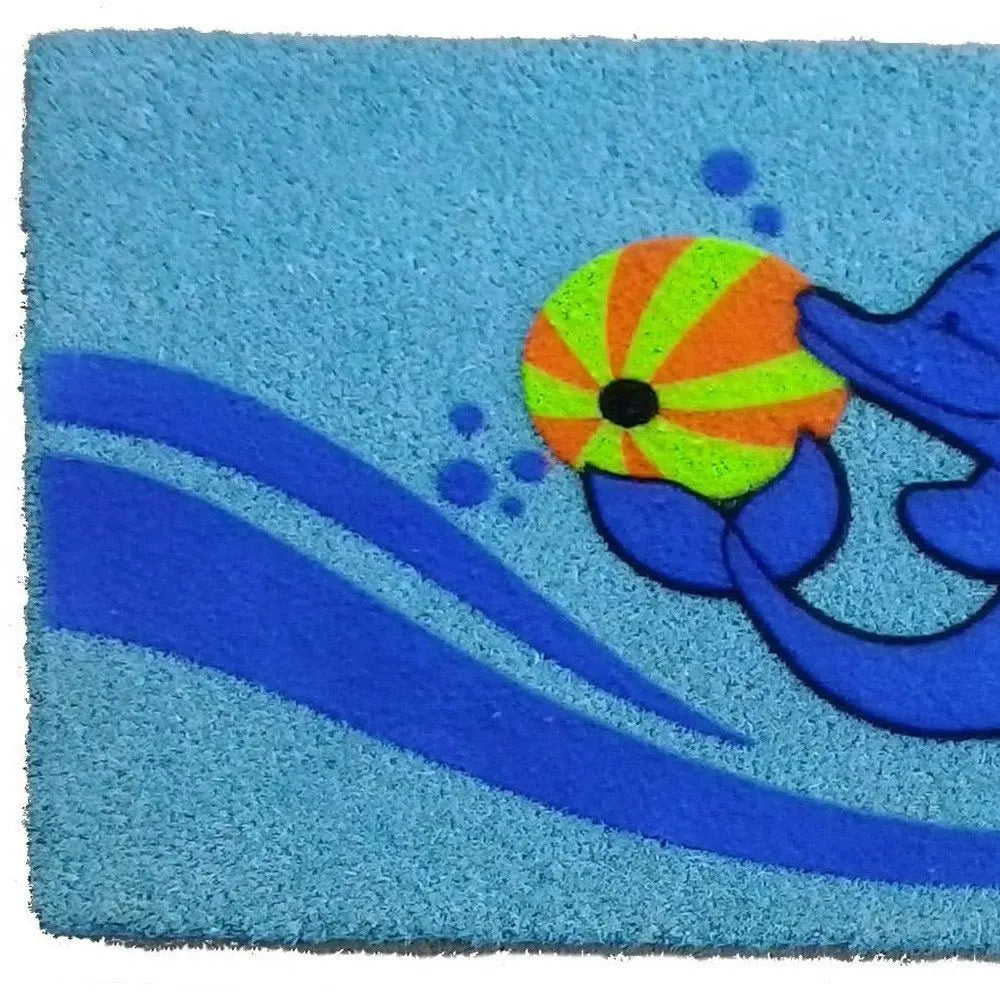 18" X 30" Blue Coir Dolphin Outdoor Door Mat - NOBLE HOME INTERIORS