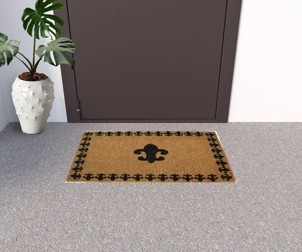 18" X 30" Brown and Black Coir Abstract Outdoor Door Mat - NOBLE HOME INTERIORS