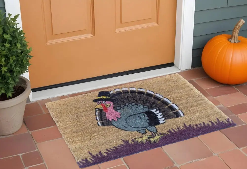 18" X 30" Brown and Black Coir Birds Outdoor Holiday Door Mat - NOBLE HOME INTERIORS
