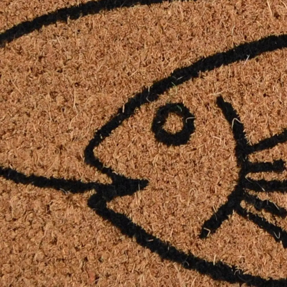18" X 30" Brown and Black Coir Fish Outdoor Door Mat - NOBLE HOME INTERIORS
