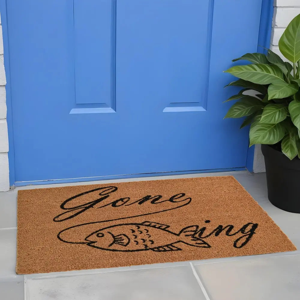 18" X 30" Brown and Black Coir Fish Outdoor Door Mat - NOBLE HOME INTERIORS