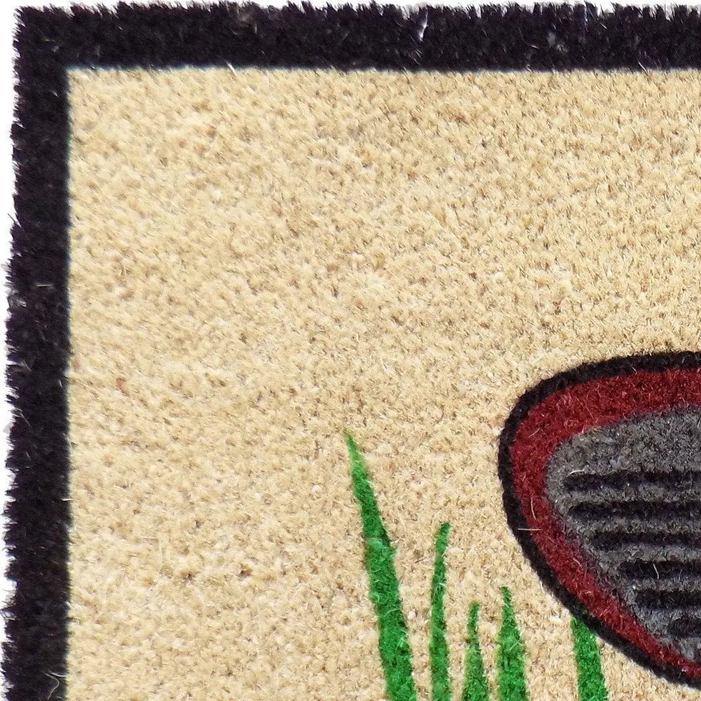 18" X 30" Brown and Black Coir Golf Outdoor Door Mat - NOBLE HOME INTERIORS