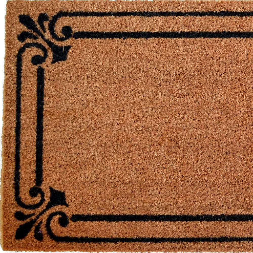 18" X 30" Brown and Black Coir Scrollwork Outdoor Door Mat - NOBLE HOME INTERIORS