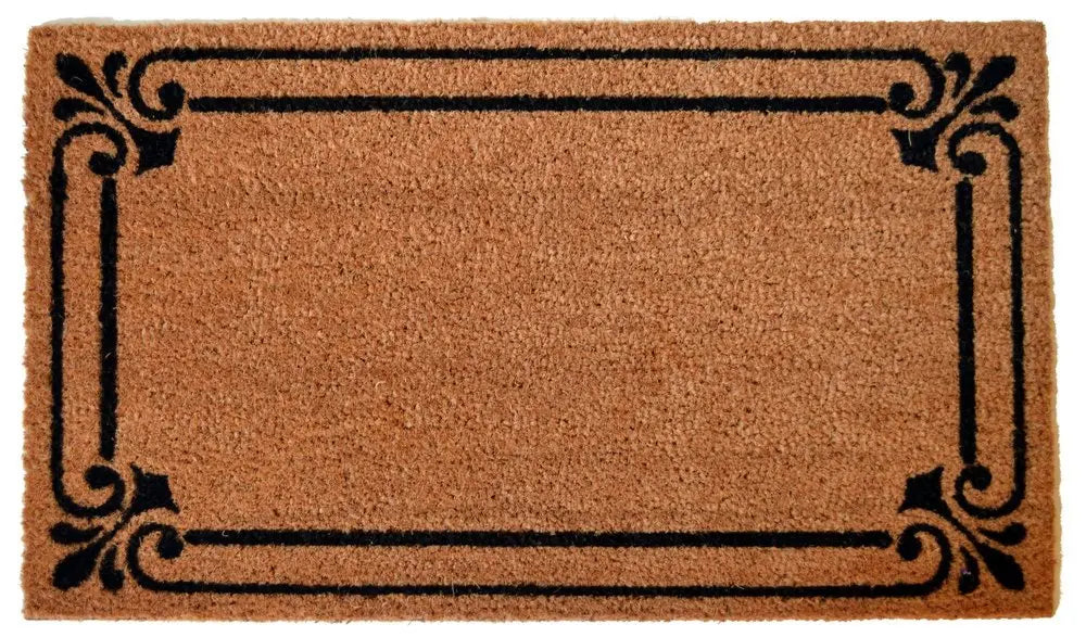 18" X 30" Brown and Black Coir Scrollwork Outdoor Door Mat - NOBLE HOME INTERIORS