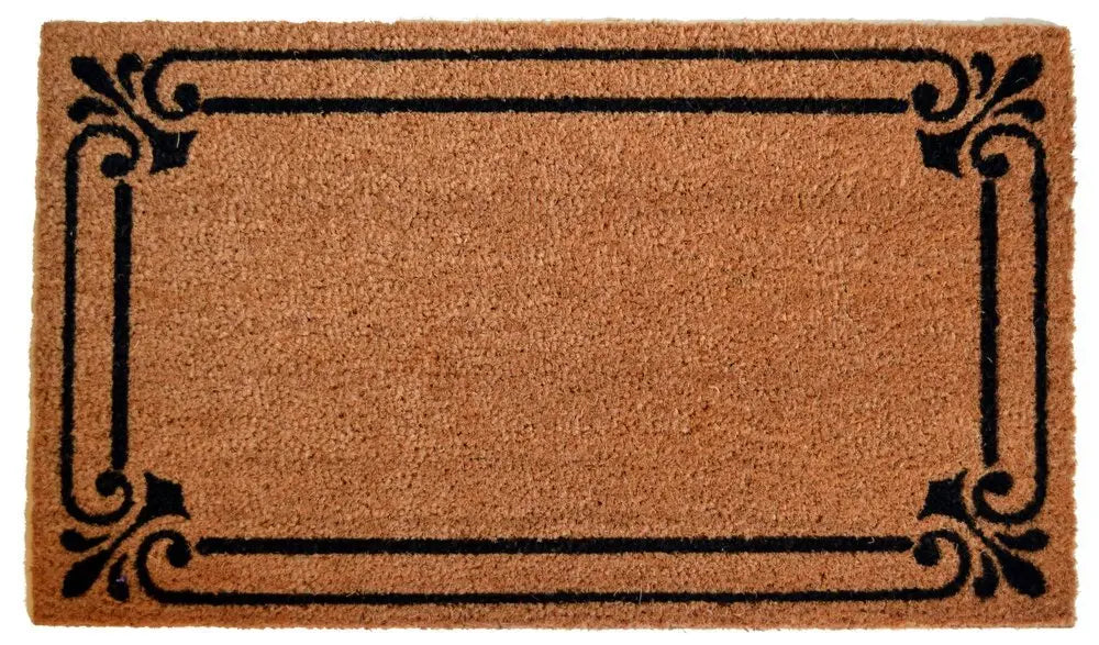 18" X 30" Brown and Black Coir Scrollwork Outdoor Door Mat - NOBLE HOME INTERIORS