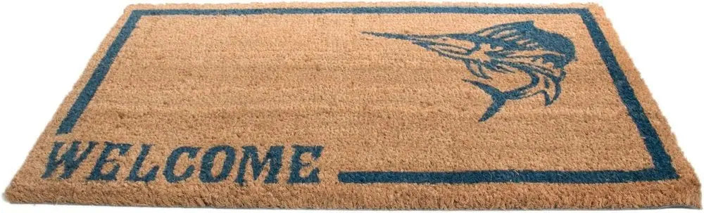18" X 30" Brown and Black Coir Swordfish Welcome Outdoor Door Mat - NOBLE HOME INTERIORS