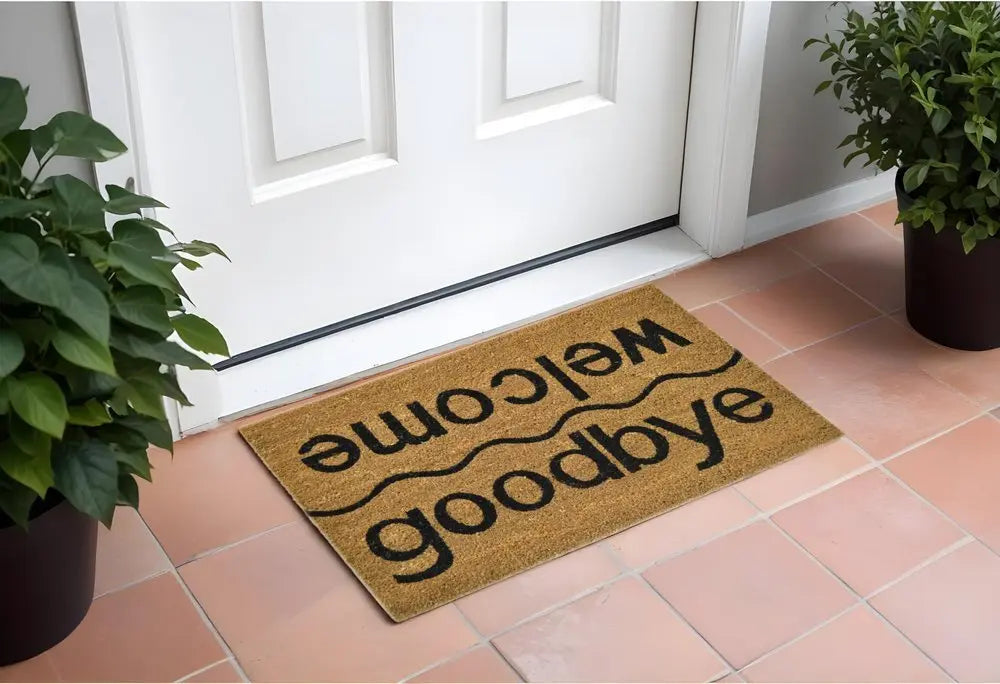 18" X 30" Brown and Black Coir Welcome Good Bye Outdoor Door Mat - NOBLE HOME INTERIORS