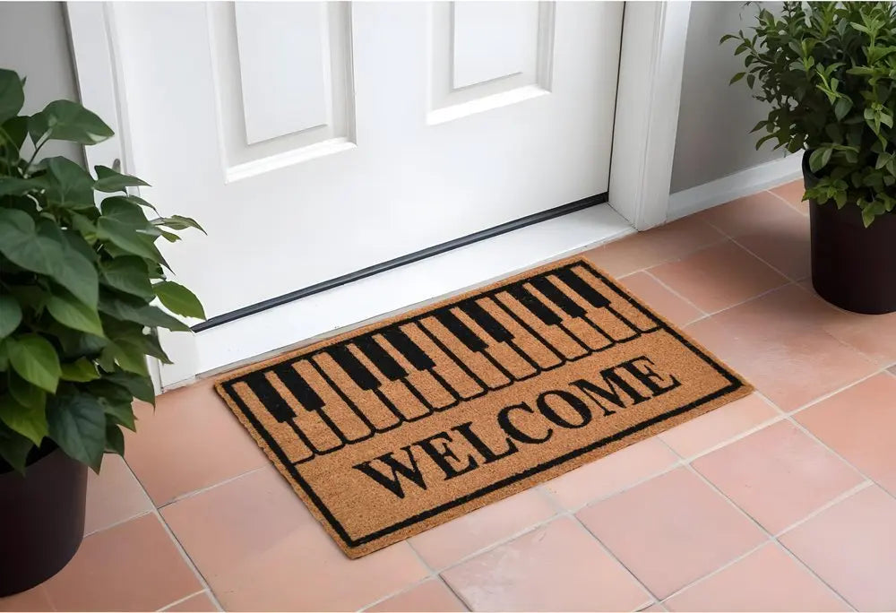 18" X 30" Brown and Black Coir Welcome Outdoor Door Mat - NOBLE HOME INTERIORS