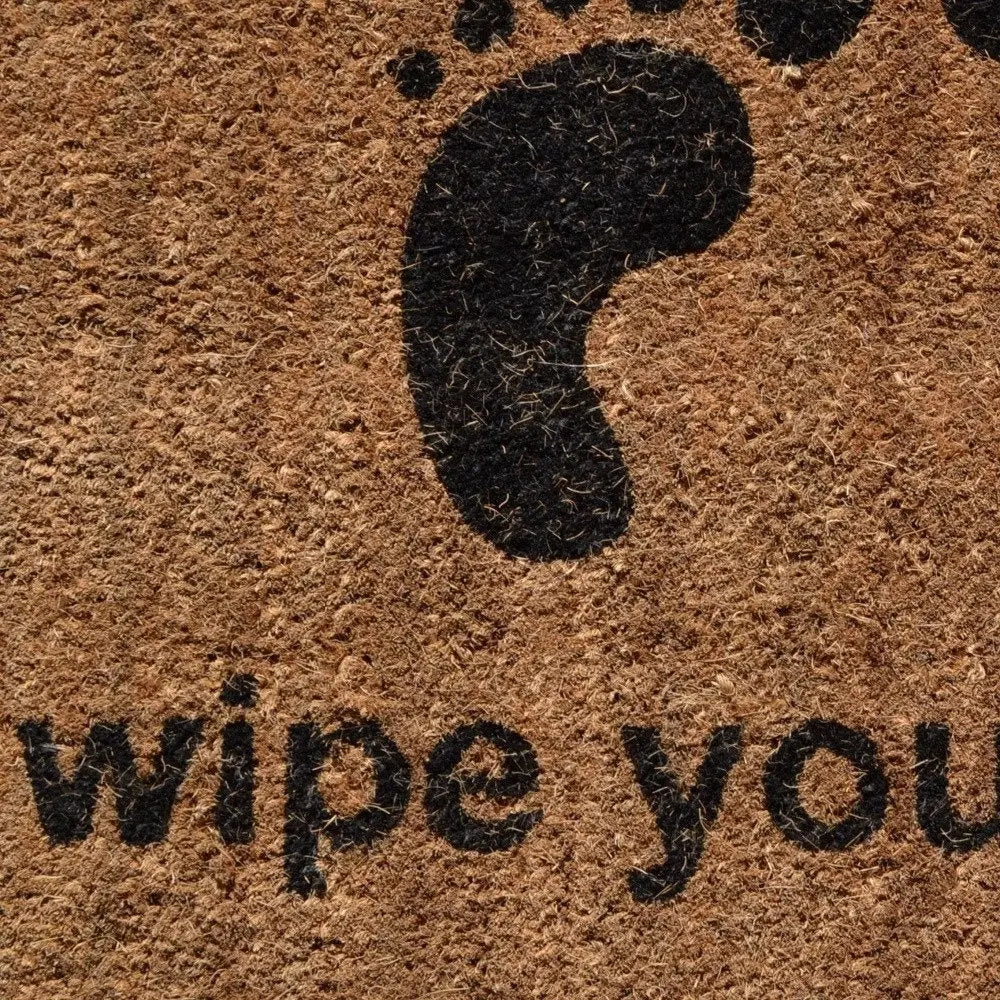 18" X 30" Brown and Black Coir Wipe Your Paws Outdoor Door Mat - NOBLE HOME INTERIORS