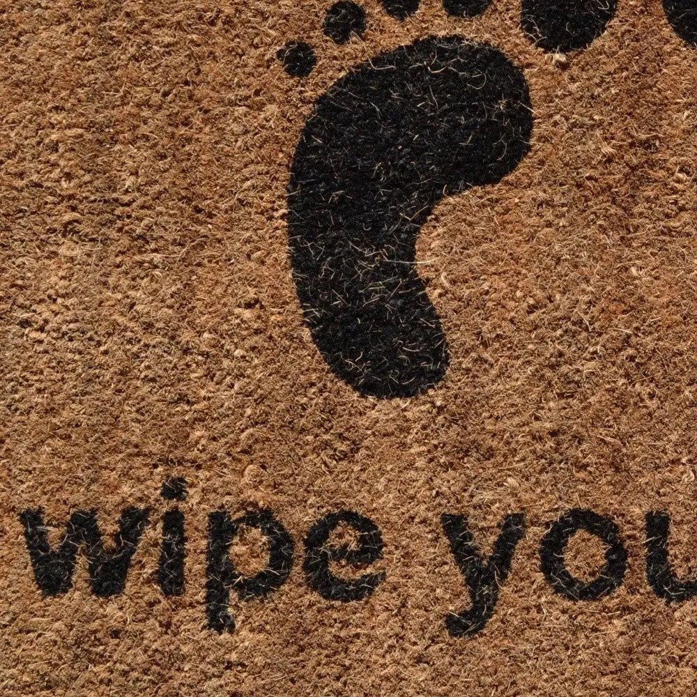 18" X 30" Brown and Black Coir Wipe Your Paws Outdoor Door Mat - NOBLE HOME INTERIORS