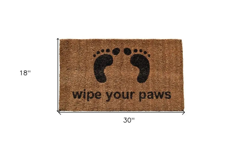 18" X 30" Brown and Black Coir Wipe Your Paws Outdoor Door Mat - NOBLE HOME INTERIORS