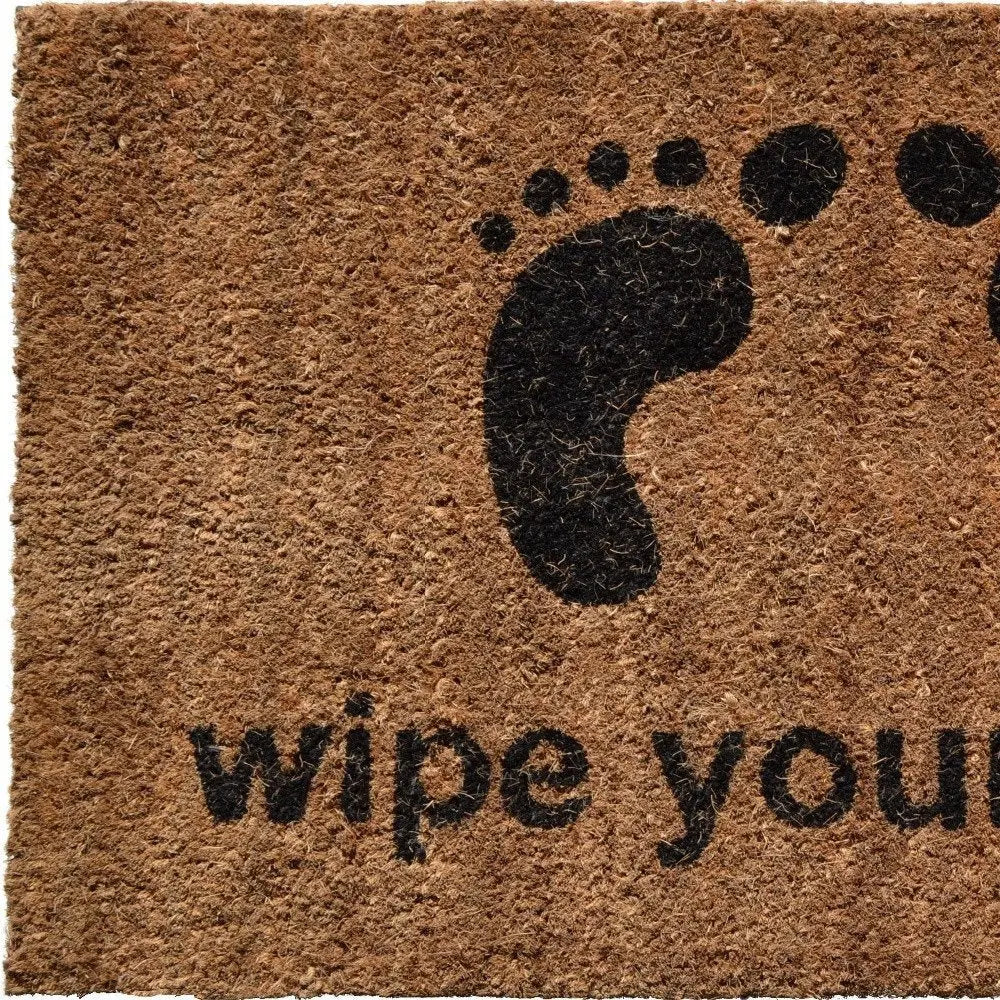 18" X 30" Brown and Black Coir Wipe Your Paws Outdoor Door Mat - NOBLE HOME INTERIORS