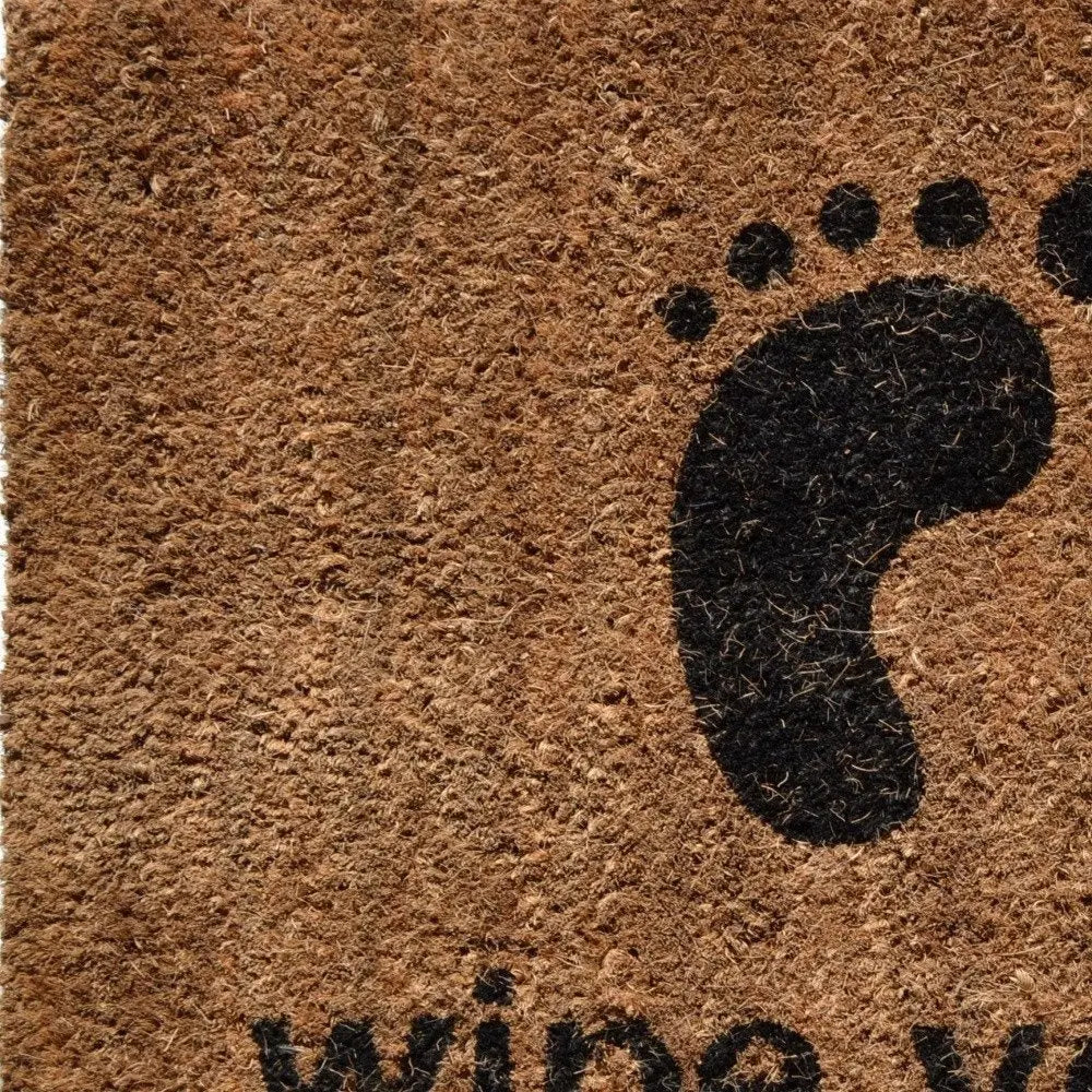 18" X 30" Brown and Black Coir Wipe Your Paws Outdoor Door Mat - NOBLE HOME INTERIORS
