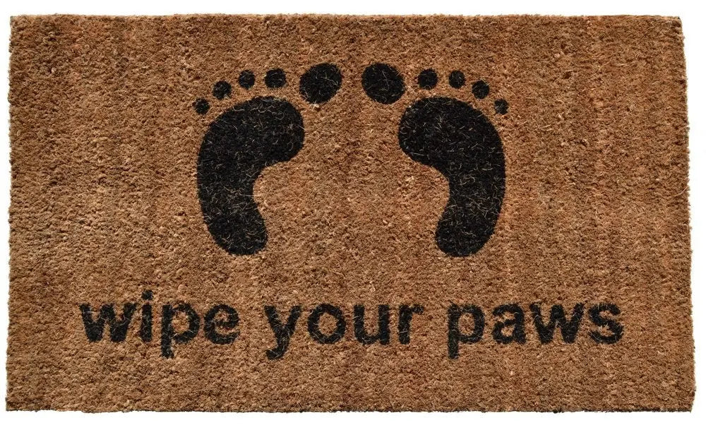 18" X 30" Brown and Black Coir Wipe Your Paws Outdoor Door Mat - NOBLE HOME INTERIORS