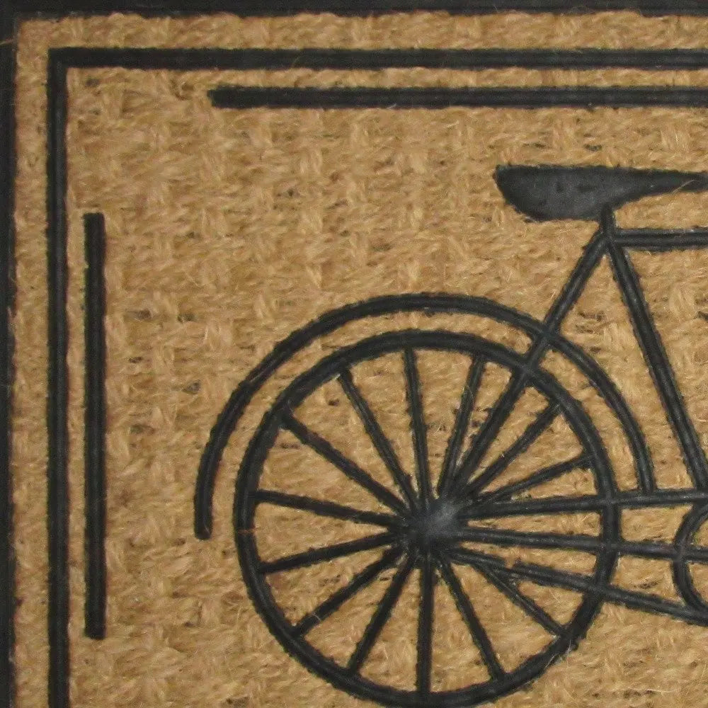 18" X 30" Brown and Black Rubber And Coir Bicycle Outdoor Door Mat - NOBLE HOME INTERIORS