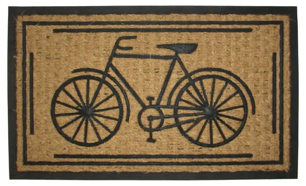 18" X 30" Brown and Black Rubber And Coir Bicycle Outdoor Door Mat - NOBLE HOME INTERIORS