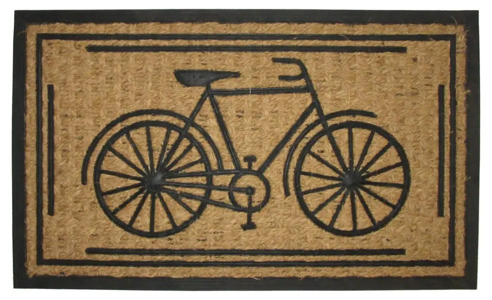 18" X 30" Brown and Black Rubber And Coir Bicycle Outdoor Door Mat - NOBLE HOME INTERIORS