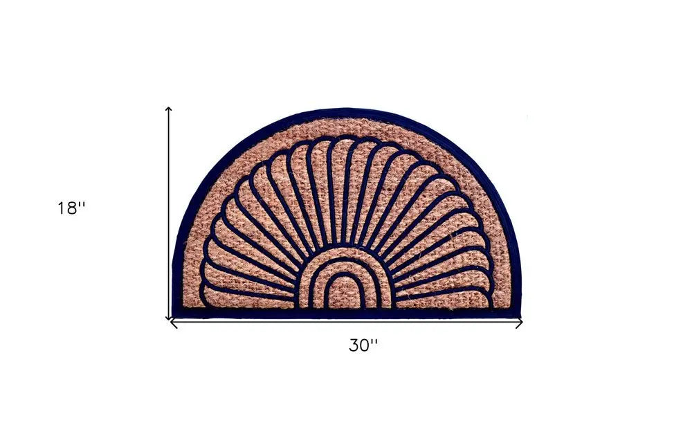 18" X 30" Brown and Black Rubber Geometric Outdoor Semi Circle Door Mat - NOBLE HOME INTERIORS