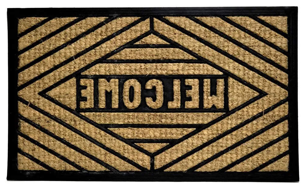 18" X 30" Brown and Black Rubber Welcome Outdoor Door Mat - NOBLE HOME INTERIORS