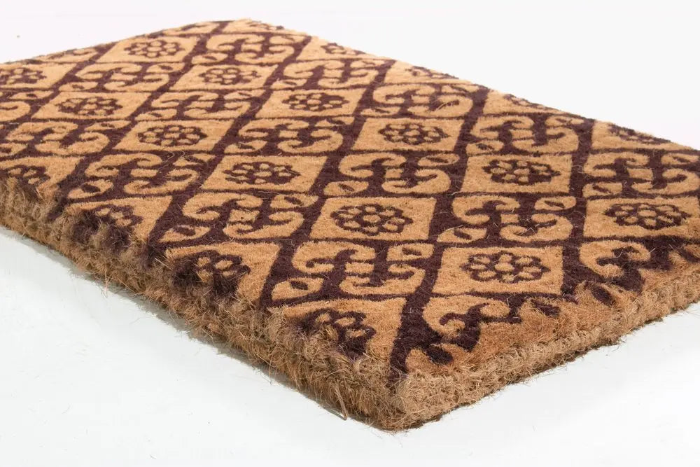 18" X 30" Brown Coir Floral Outdoor Door Mat - NOBLE HOME INTERIORS