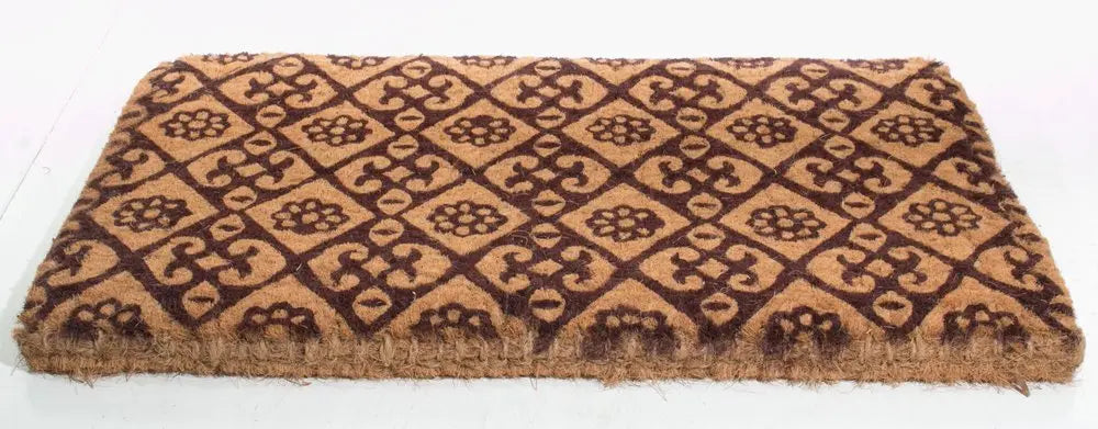 18" X 30" Brown Coir Floral Outdoor Door Mat - NOBLE HOME INTERIORS