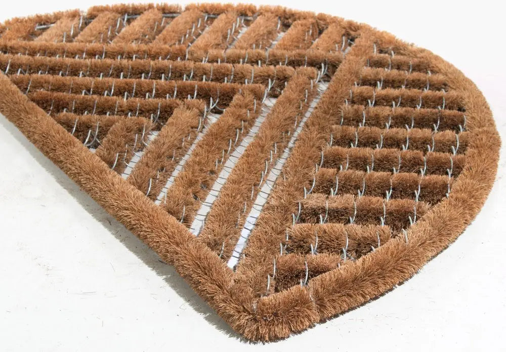 18" X 30" Brown Coir Geometric Outdoor Semi Circle Door Mat - NOBLE HOME INTERIORS