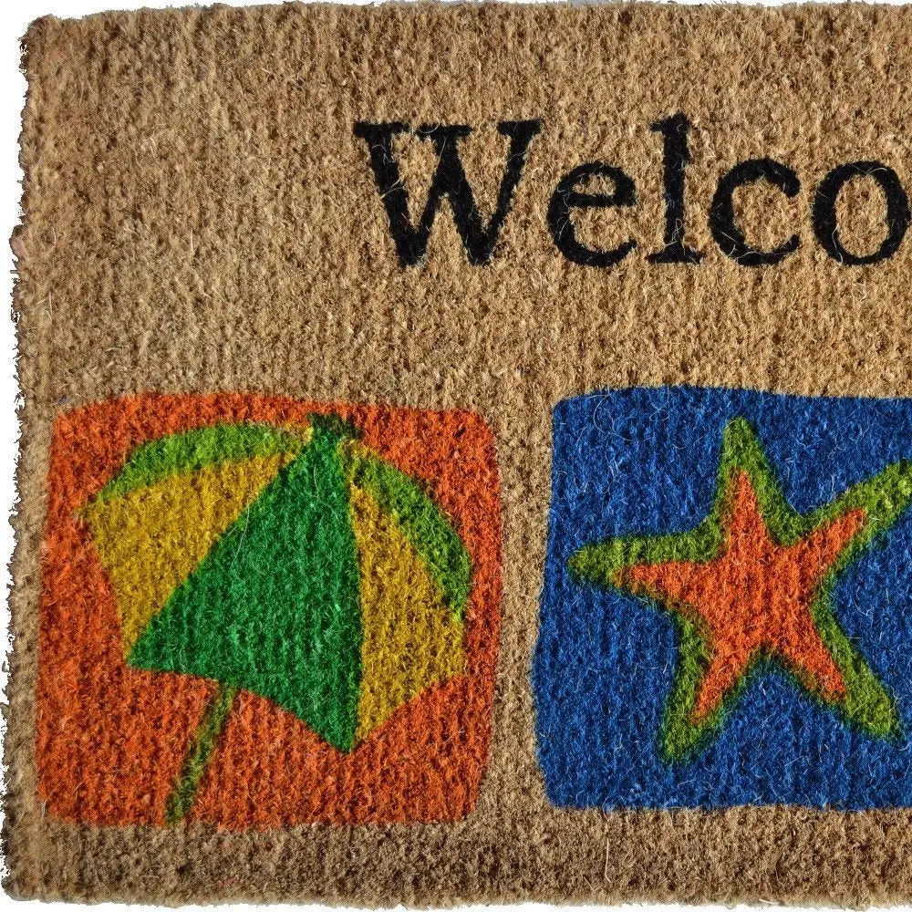 18" X 30" Brown Coir Star Welcome Outdoor Summer Door Mat - NOBLE HOME INTERIORS