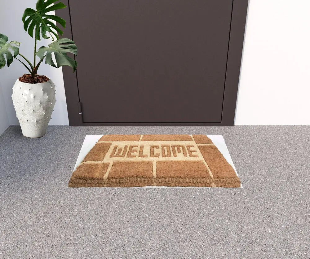 18" X 30" Brown Coir Welcome Outdoor Door Mat - NOBLE HOME INTERIORS