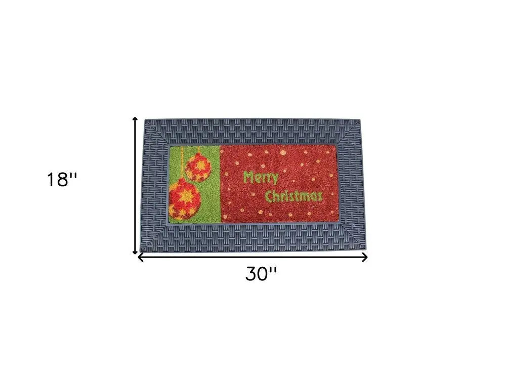 18" X 30" Brown Rubber and Coir Seasonal Outdoor Door Mat With Inserts - NOBLE HOME INTERIORS