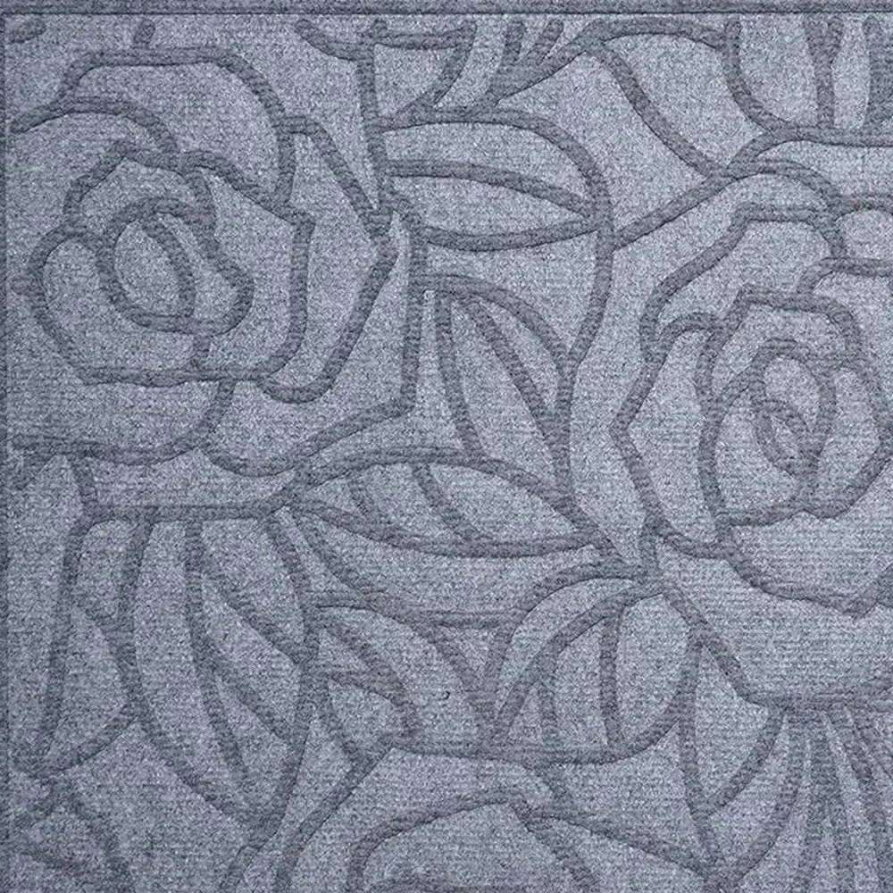 18" X 30" Gray Floral Outdoor Polypropylene Door Mat - NOBLE HOME INTERIORS