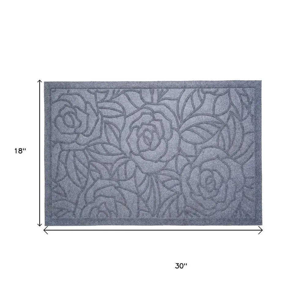 18" X 30" Gray Floral Outdoor Polypropylene Door Mat - NOBLE HOME INTERIORS