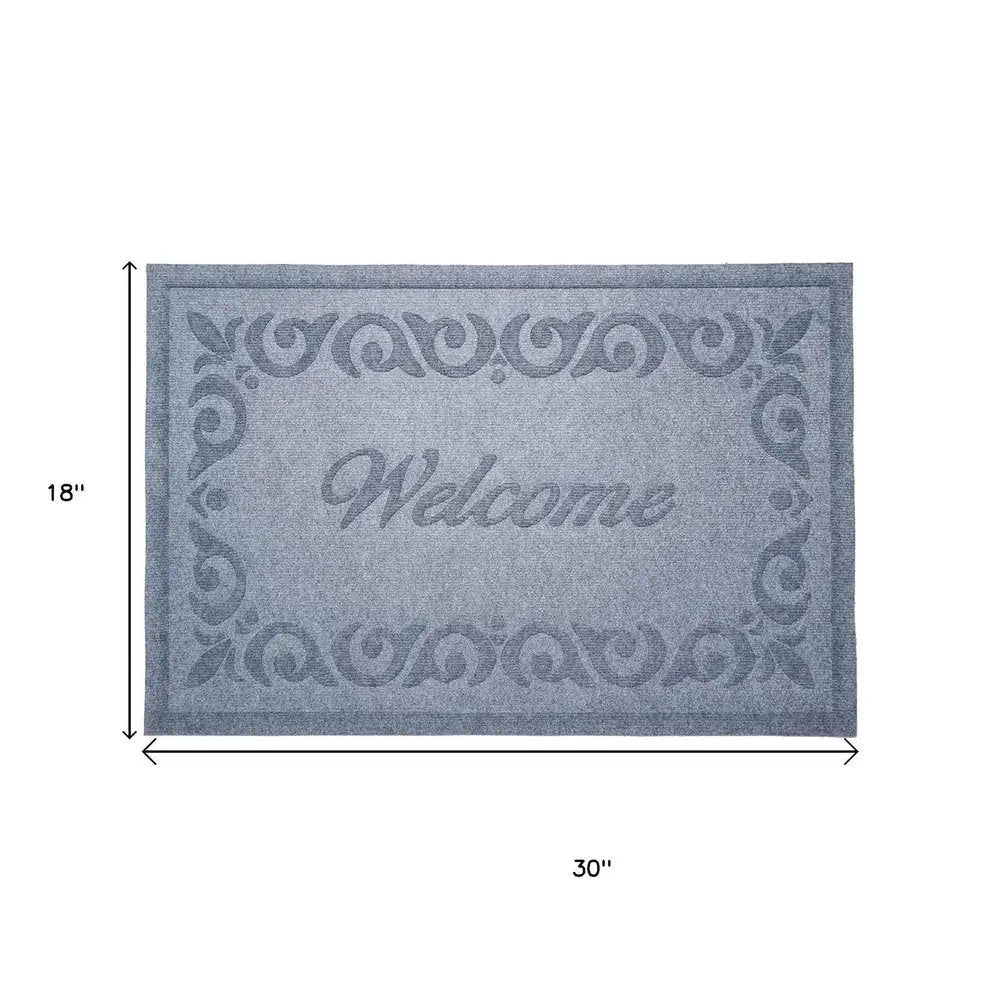 18" X 30" Gray Scrollwork Border Welcome Outdoor Polypropylene Door Mat - NOBLE HOME INTERIORS