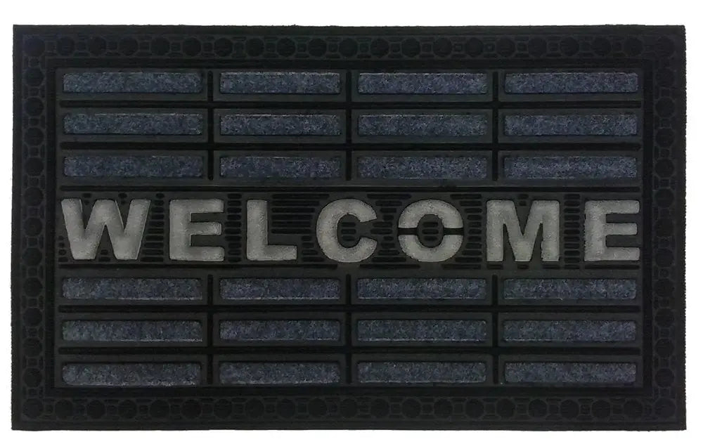 18" X 30" Gray Synthetic Fiber Abstract Outdoor Door Mat - NOBLE HOME INTERIORS