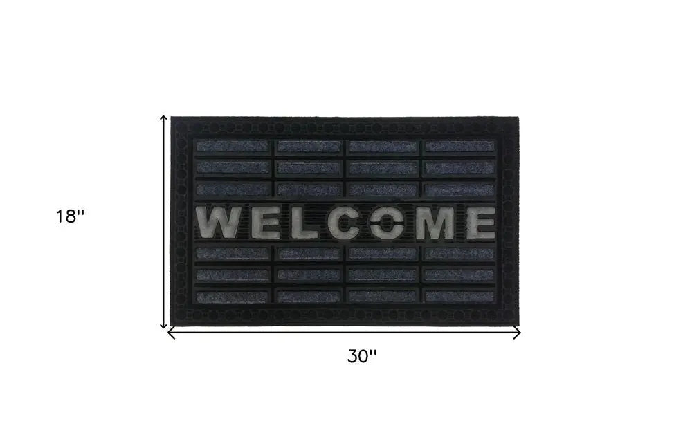 18" X 30" Gray Synthetic Fiber Abstract Outdoor Door Mat - NOBLE HOME INTERIORS
