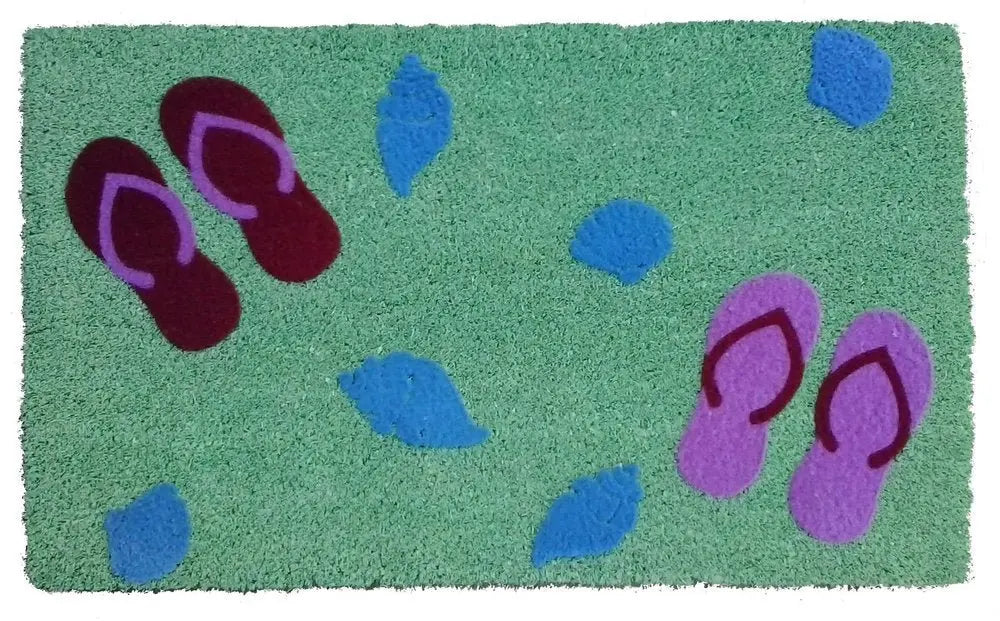 18" X 30" Green Coir Flip Flop Outdoor Door Mat - NOBLE HOME INTERIORS