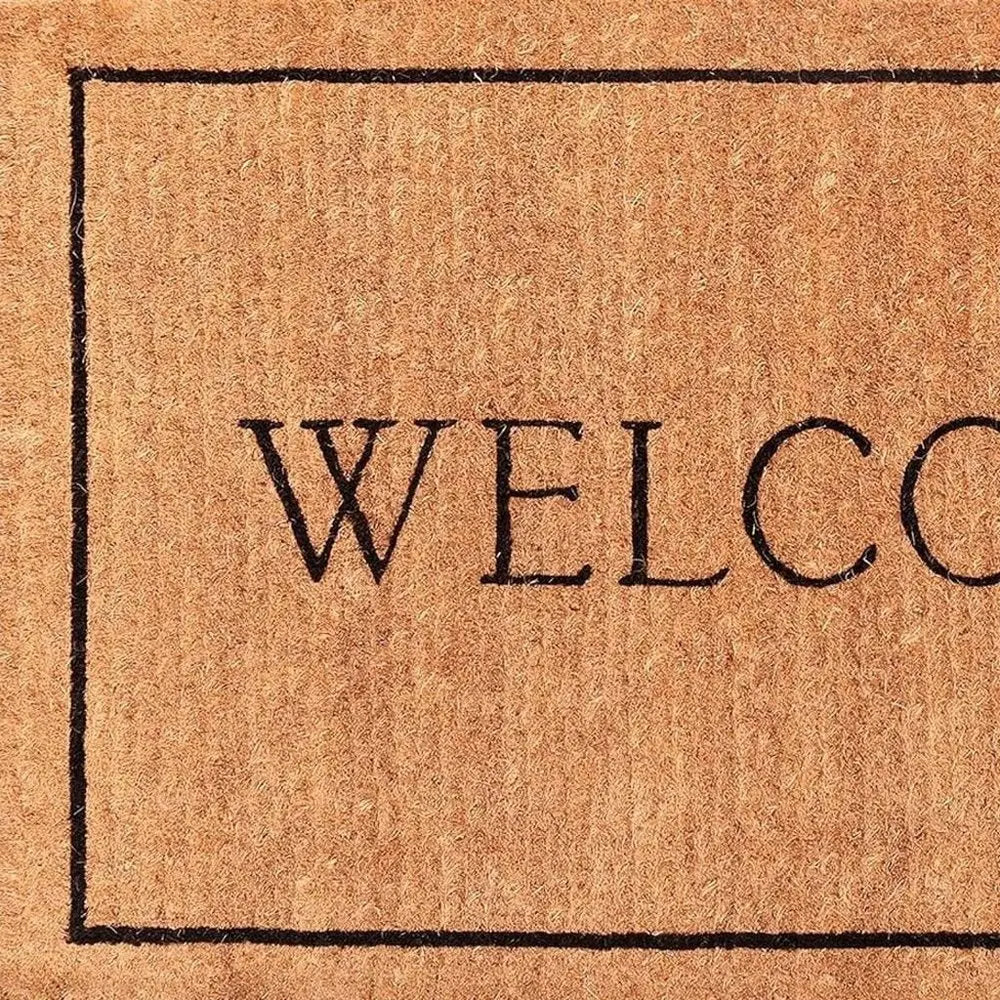 18" X 30" Natural And Black Coir Welcome Outdoor Door Mat - NOBLE HOME INTERIORS
