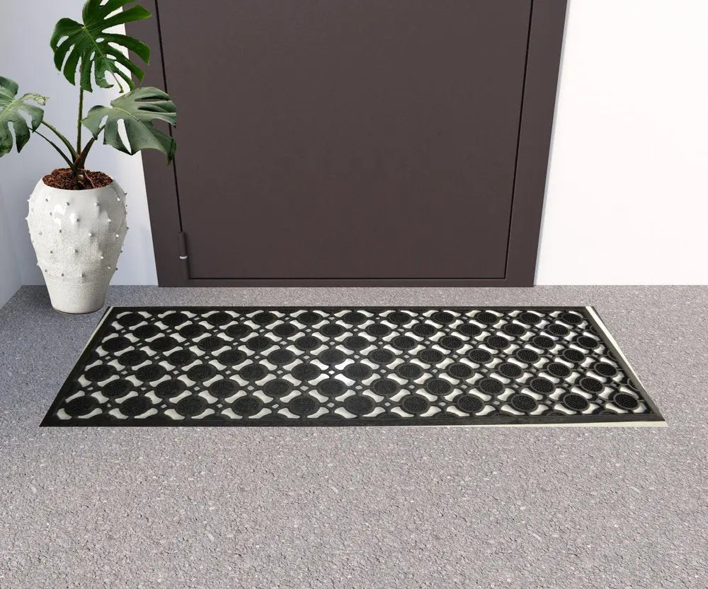 18" X 47" Black Rubber Outdoor Door Mat - NOBLE HOME INTERIORS