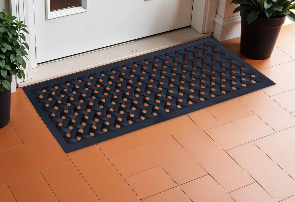 18" X 47" Black Rubber Outdoor Door Mat - NOBLE HOME INTERIORS