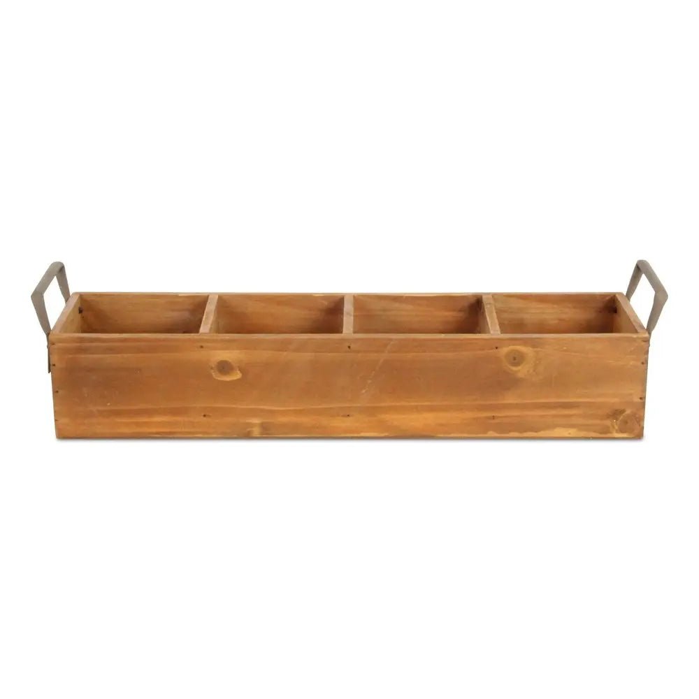 19" Brown Solid Wood And Metal Box - NOBLE HOME INTERIORS