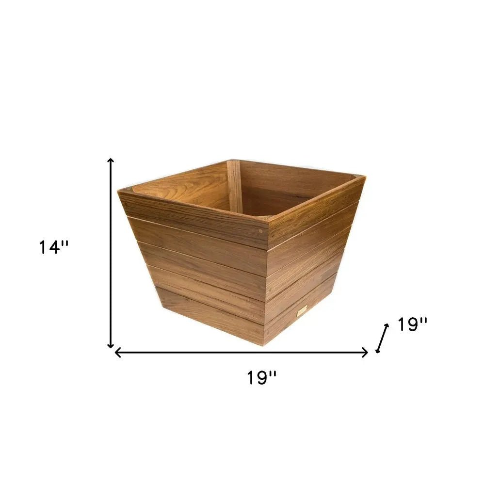 19" Brown Wood Indoor Outdoor Square Planter Box - NOBLE HOME INTERIORS