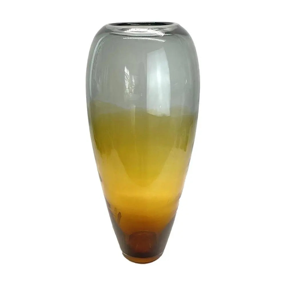 19" Clear And Brown Ombre Glass Table Vase - NOBLE HOME INTERIORS