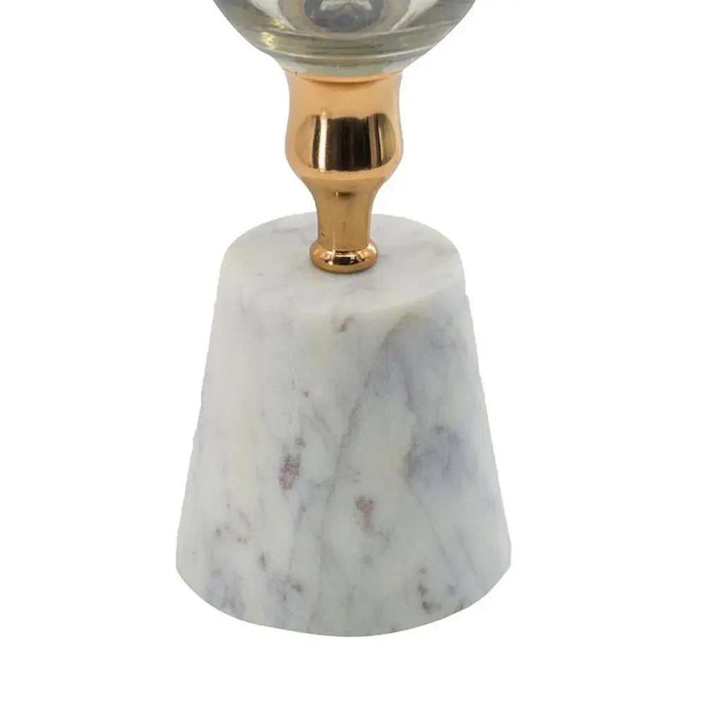 19" Gold And White Glass And Marble Table Vase - NOBLE HOME INTERIORS