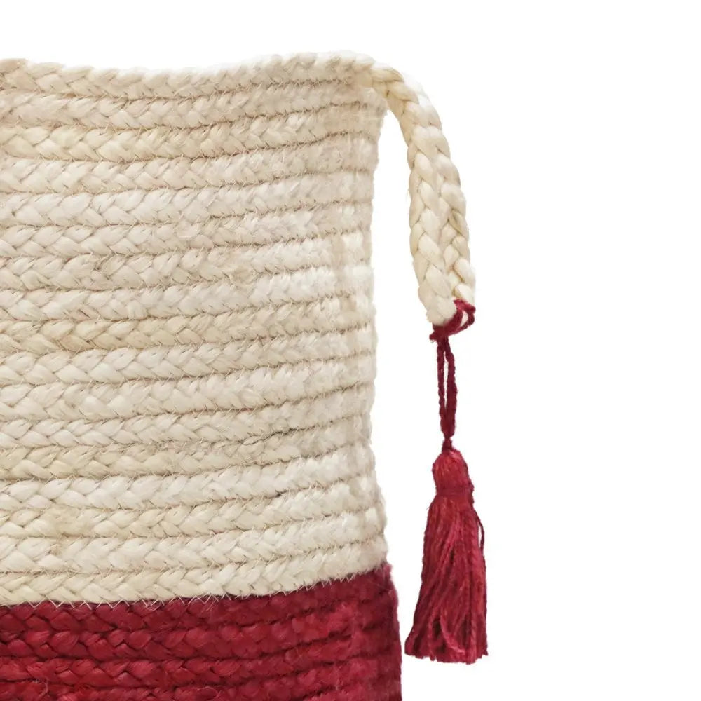 19" Ivory Jute Basket - NOBLE HOME INTERIORS