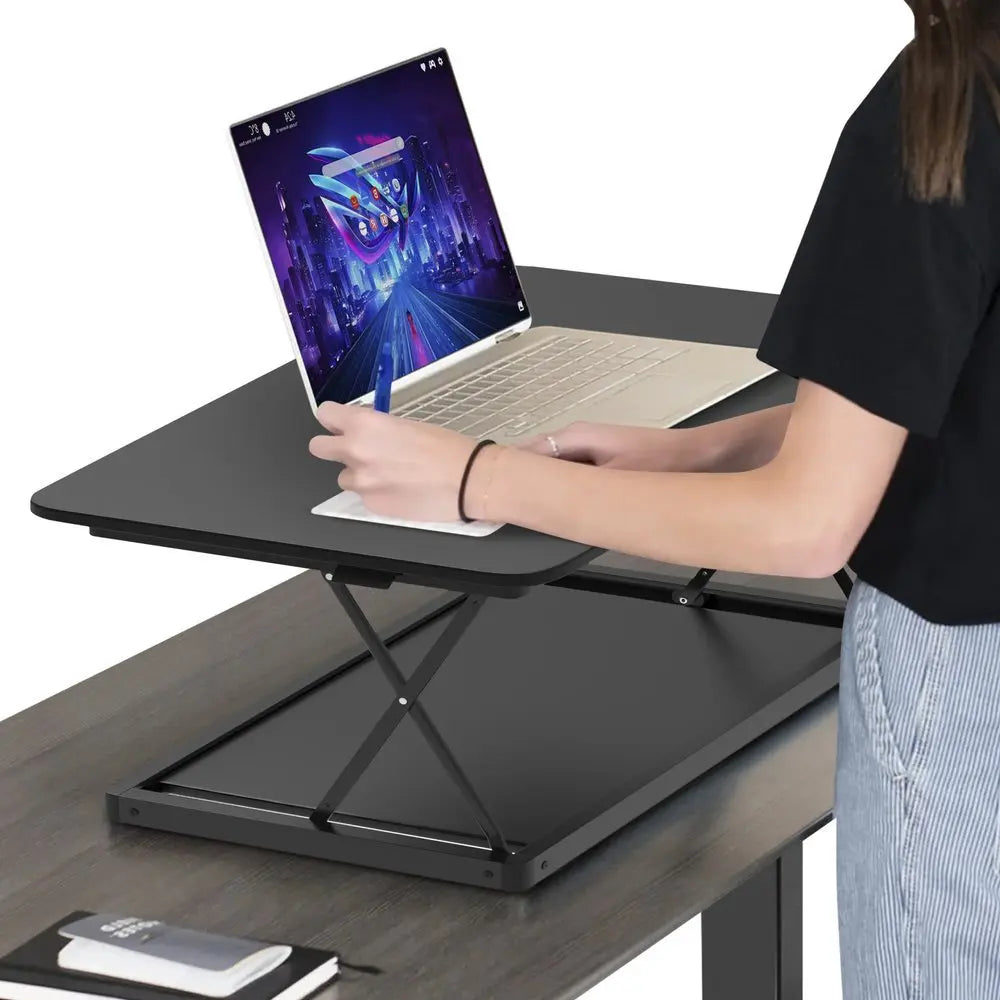 20" Adjustable Black Stainless Steel Standing Desk Converter - NOBLE HOME INTERIORS
