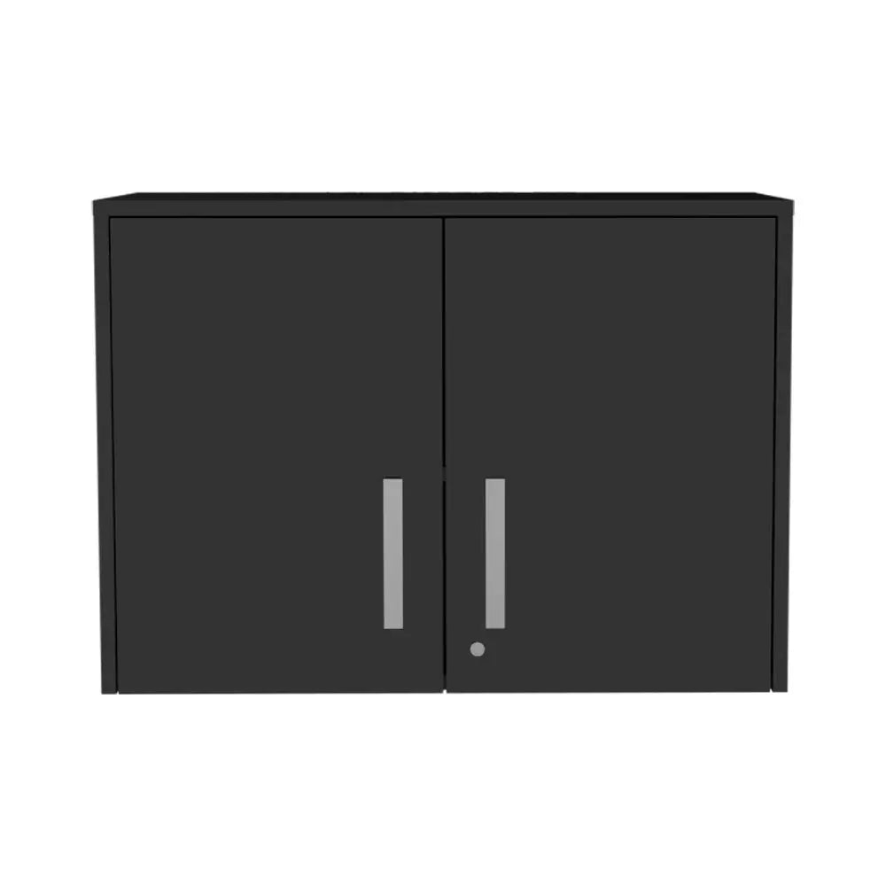 20" Black Wood Wall Mounted Storage Cabinet With Two Doors - NOVA HOME FURNITURE