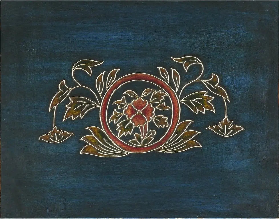 20" Blue and Brown Hand Painted Wood Accent Cabinet With Three Drawers - NOVA HOME FURNITURE