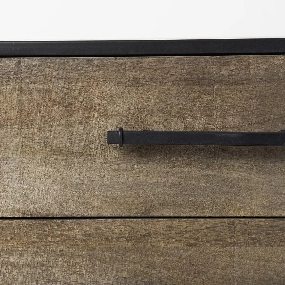 20" Brown and Black Distressed Accent Cabinet With Three Drawers - NOVA HOME FURNITURE